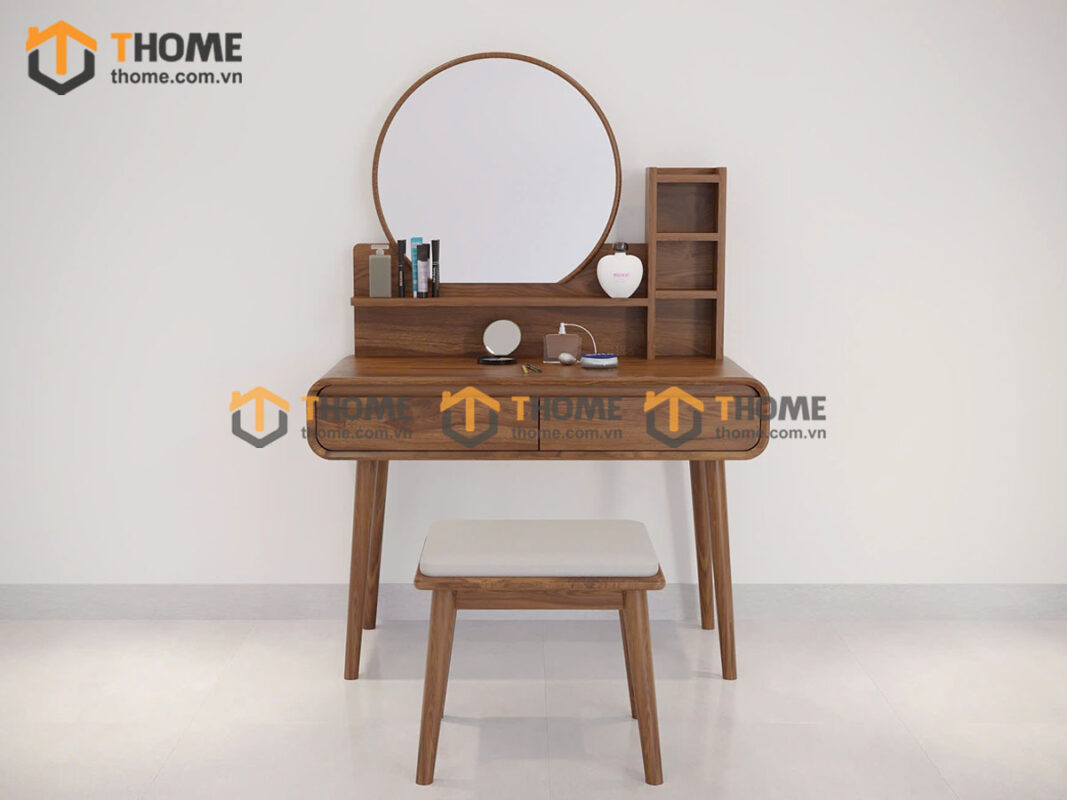 Bàn Trang Điểm Gỗ Sồi Tự Nhiên Nova Kệ Hộp Đứng BTD-15SN