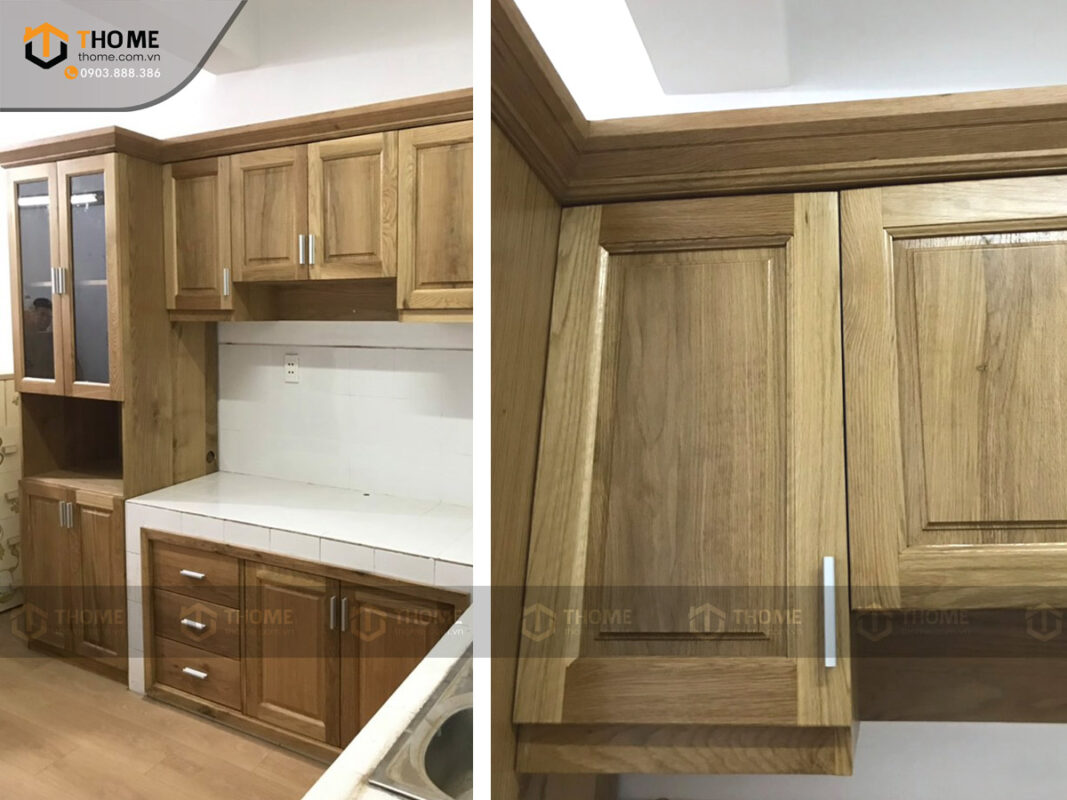 Mẫu Cánh Tủ Bếp Soi Gỗ Sồi Tự Nhiên CANHTU-01BEP