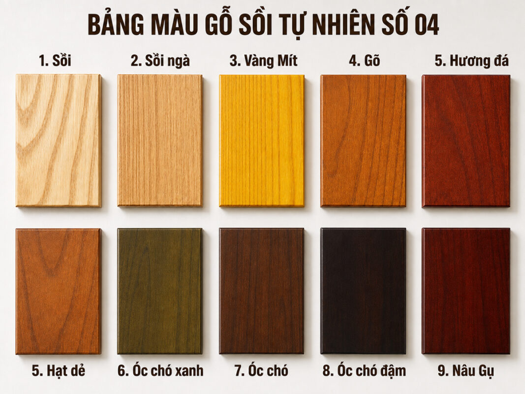 Màu Catalogue Pu Gỗ Sồi Tự Nhiên MAUGO-04SN