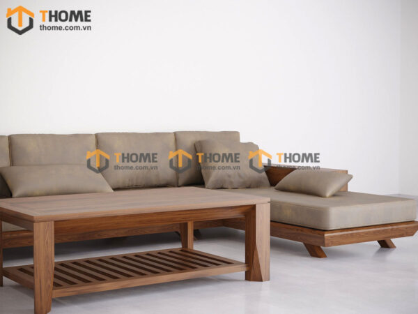 Sofa Camila Gỗ Sồi Tự Nhiên Chân Xéo Màu Óc Chó SFĐ-29SN