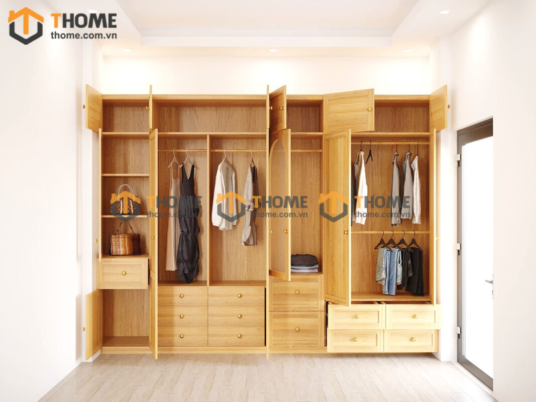 Tủ áo gỗ sồi tự nhiên thiết kế 21 TA-31SN