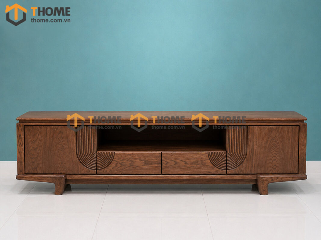 Tủ Tivi Gỗ Sồi Tự Nhiên 2 Cánh Chạy Hoa Văn Tròn TTV-29SN