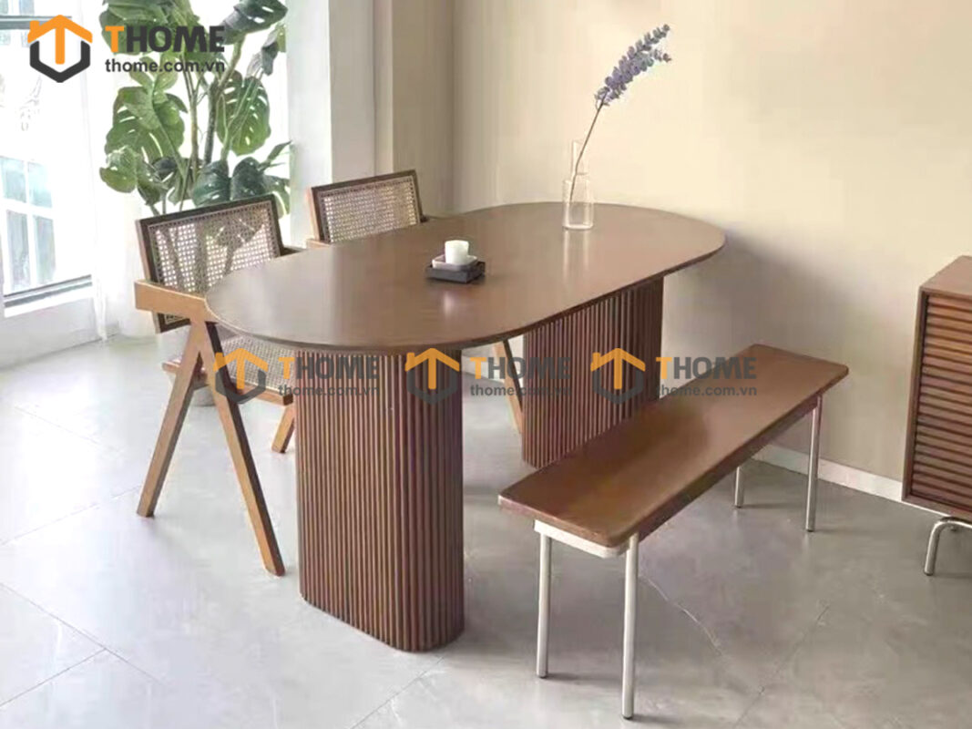Bộ Bàn Ăn Lan Sọc Vuông (Nhiều Mẫu Ghế) Gỗ Sồi Tự Nhiên BBA6-45SN