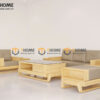 Sofa Gỗ Sồi Tự Nhiên Chân Đùi Gà 4 Món SFĐ-30SN