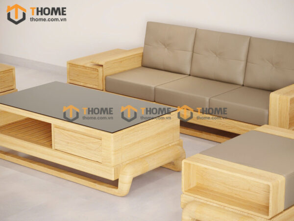 Sofa Gỗ Sồi Tự Nhiên Chân Đùi Gà 4 Món SFĐ-30SN