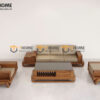 Sofa Gỗ Sồi Tự Nhiên Chân Đùi Gà 4 Món Màu Óc Chó SFĐ-31SN