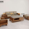 Sofa Gỗ Sồi Tự Nhiên Chân Đùi Gà 4 Món Màu Óc Chó SFĐ-31SN