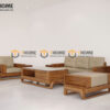 Sofa Gỗ Sồi Tự Nhiên Chân Đùi Gà 4 Món Màu Óc Chó SFĐ-31SN