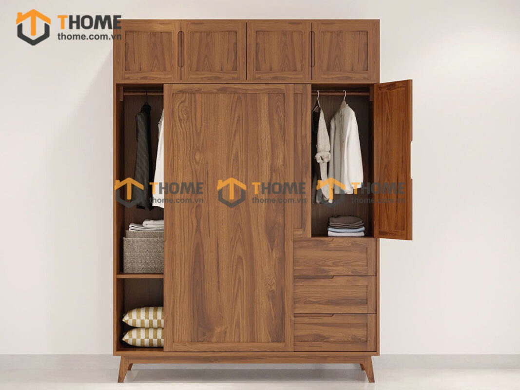 Tủ Áo Gỗ Sồi Tự Nhiên Thiết Kế 23 TA-33SN