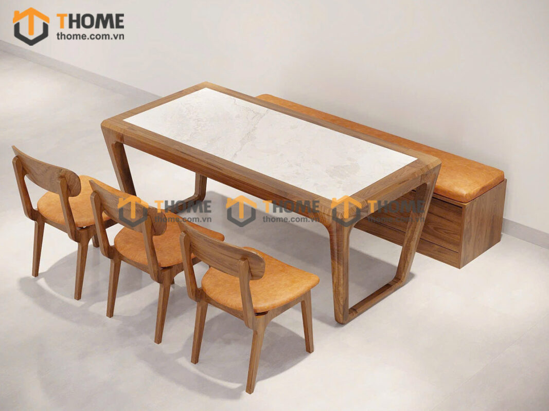 Bộ Bàn Ăn Armani Chân Vuông Kiểu Mới (Nhiều Mẫu Ghế) Gỗ Sồi Tự Nhiên BBA6-47SN