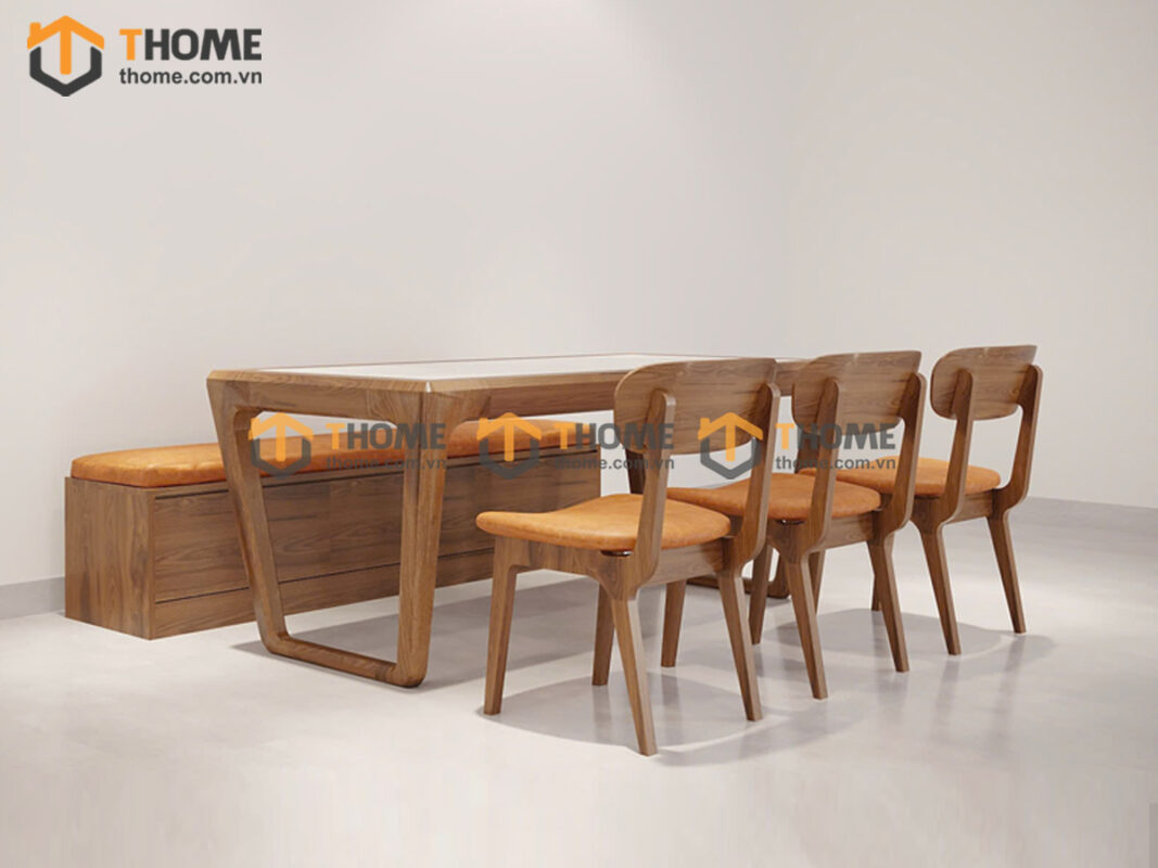 Bộ Bàn Ăn Armani Chân Vuông Kiểu Mới (Nhiều Mẫu Ghế) Gỗ Sồi Tự Nhiên BBA6-47SN