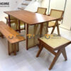 Bộ Bàn Ăn Chân Vuông Đan Mây (Nhiều Mẫu Ghế) Gỗ Sồi Tự Nhiên BBA6-48SN