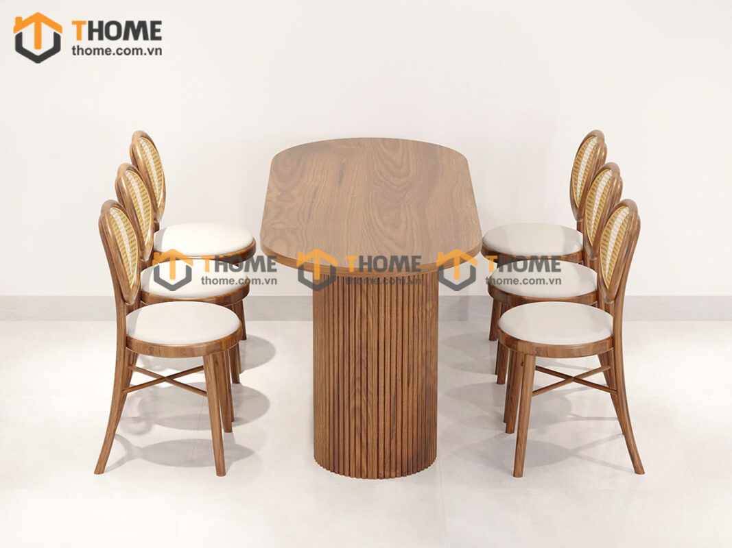Bàn Ăn Gỗ Sồi Tự Nhiên Lan Sọc Tròn BAMG-35SN
