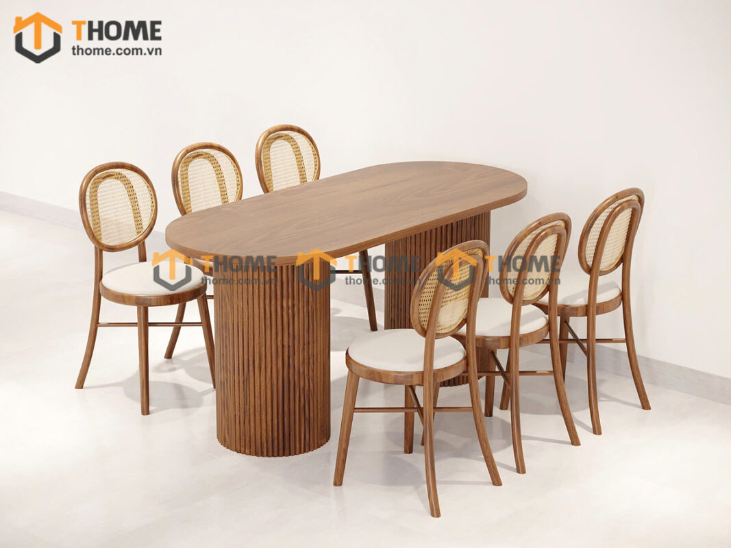 Bàn Ăn Gỗ Sồi Tự Nhiên Lan Sọc Tròn BAMG-35SN