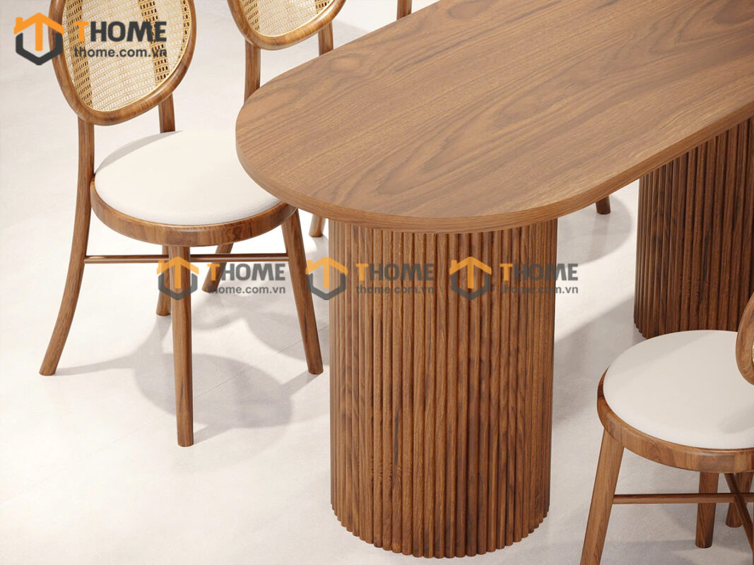 Bàn Ăn Gỗ Sồi Tự Nhiên Lan Sọc Tròn BAMG-35SN