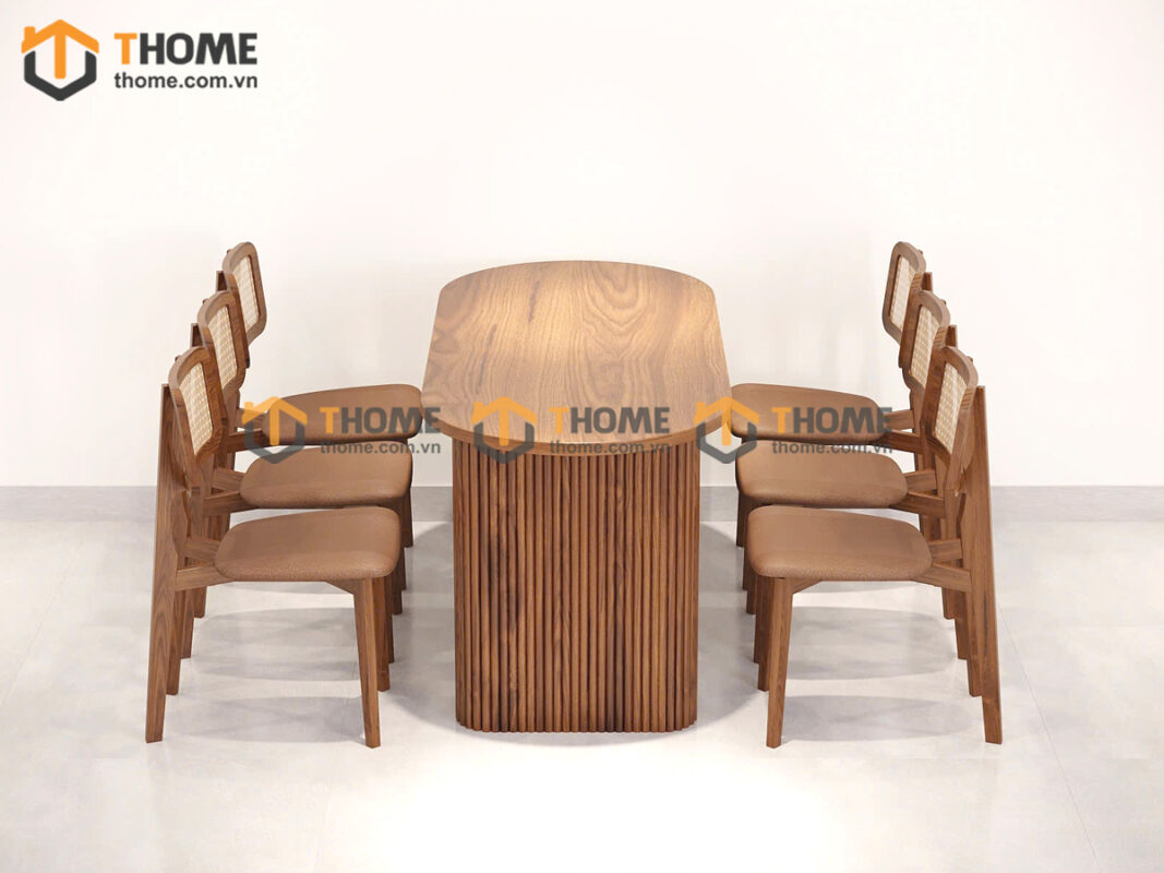 Bàn Ăn Gỗ Sồi Tự Nhiên Lan Sọc Vuông BAMG-34SN