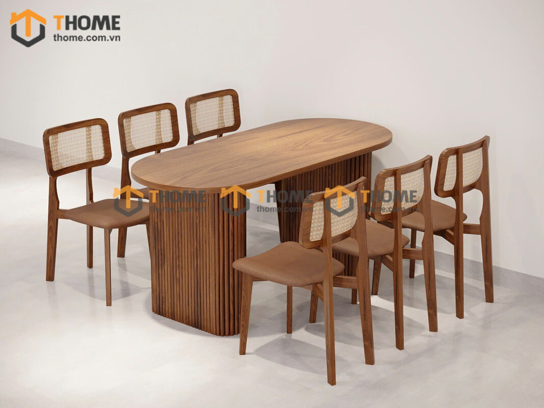Bàn Ăn Gỗ Sồi Tự Nhiên Lan Sọc Vuông BAMG-34SN