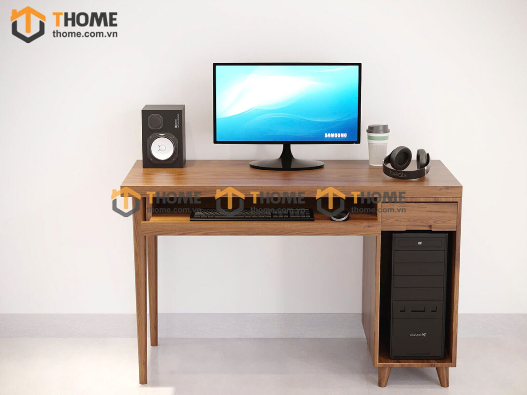 Bàn Làm Việc Gỗ Sồi Tự Nhiên Có Hộc Máy Tính BLV1T-26SN