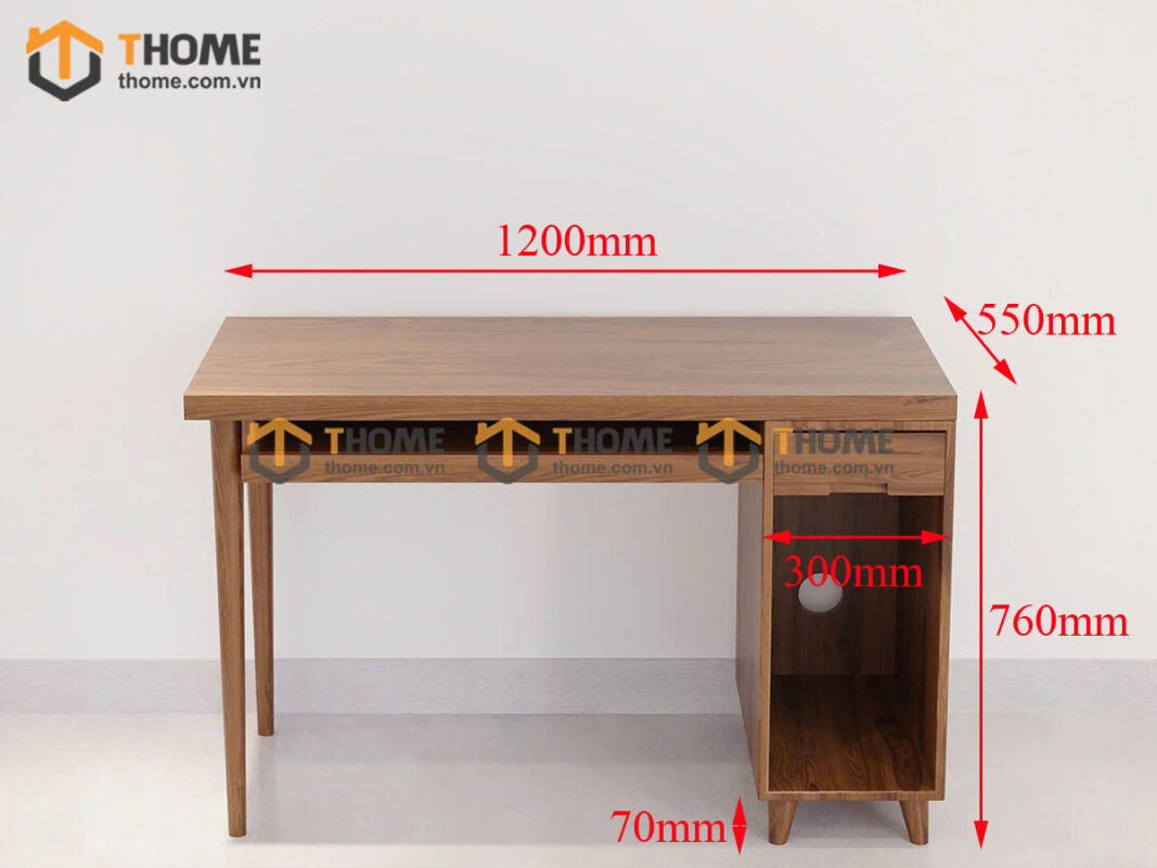 Bàn Làm Việc Gỗ Sồi Tự Nhiên Có Hộc Máy Tính BLV1T-26SN
