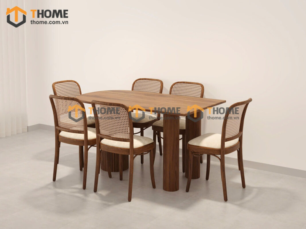 Bộ Bàn Ăn Lan Sọc (Nhiều Mẫu Ghế) Gỗ Sồi Tự Nhiên BBA6-49SN
