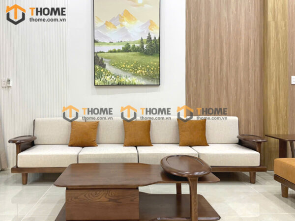 Sofa Gỗ Sồi Tự Nhiên XaVi 4 Món Màu Óc Chó SFĐ-32SN