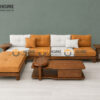 Sofa Gỗ Sồi Tự Nhiên XaVi 4 Món Màu Óc Chó SFĐ-32SN
