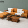 Sofa Gỗ Sồi Tự Nhiên XaVi 4 Món Màu Óc Chó SFĐ-32SN