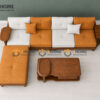 Sofa Gỗ Sồi Tự Nhiên XaVi 4 Món Màu Óc Chó SFĐ-32SN