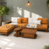 Sofa Gỗ Sồi Tự Nhiên XaVi 4 Món Màu Óc Chó SFĐ-32SN
