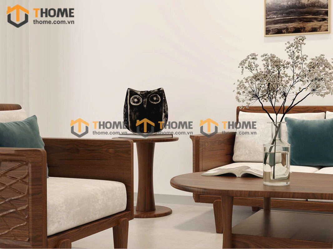 Sofa Gỗ Sồi Tự Nhiên Bamboo 6 Món Màu Óc Chó SFĐ-34SN