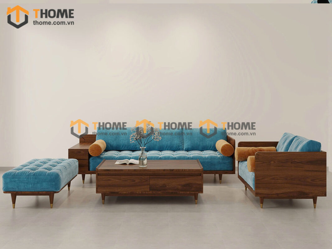 Sofa Gỗ Sồi Tự Nhiên Tommy tay hộp vuông SFĐ-33SN