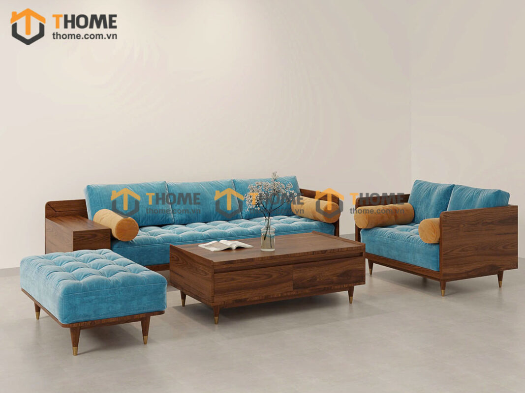 Sofa Gỗ Sồi Tự Nhiên Tommy tay hộp vuông SFĐ-33SN