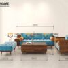 Sofa Gỗ Sồi Tự Nhiên Tommy tay hộp vuông SFĐ-33SN