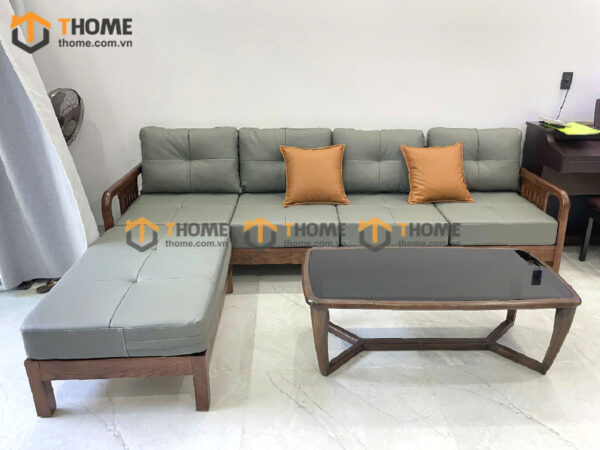 Sofa Gỗ Sồi Tự Nhiên Vanix Góc Màu Óc Chó SFĐ-35SN