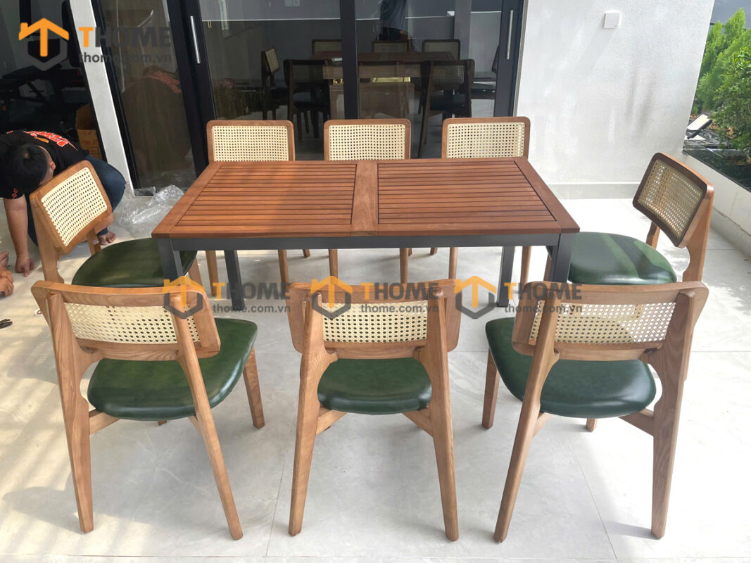 Ghế Ăn Gỗ Sồi Tự Nhiên Lưng Vuông Mây GHEMM-20SN