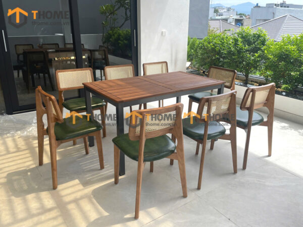 Ghế Ăn Gỗ Sồi Tự Nhiên Lưng Vuông Mây GHEMM-20SN
