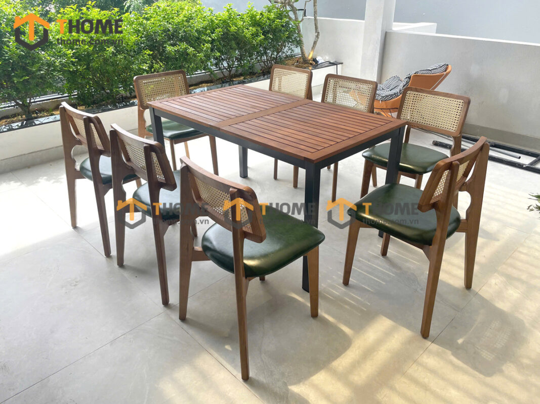 Ghế Ăn Gỗ Sồi Tự Nhiên Lưng Vuông Mây GHEMM-20SN