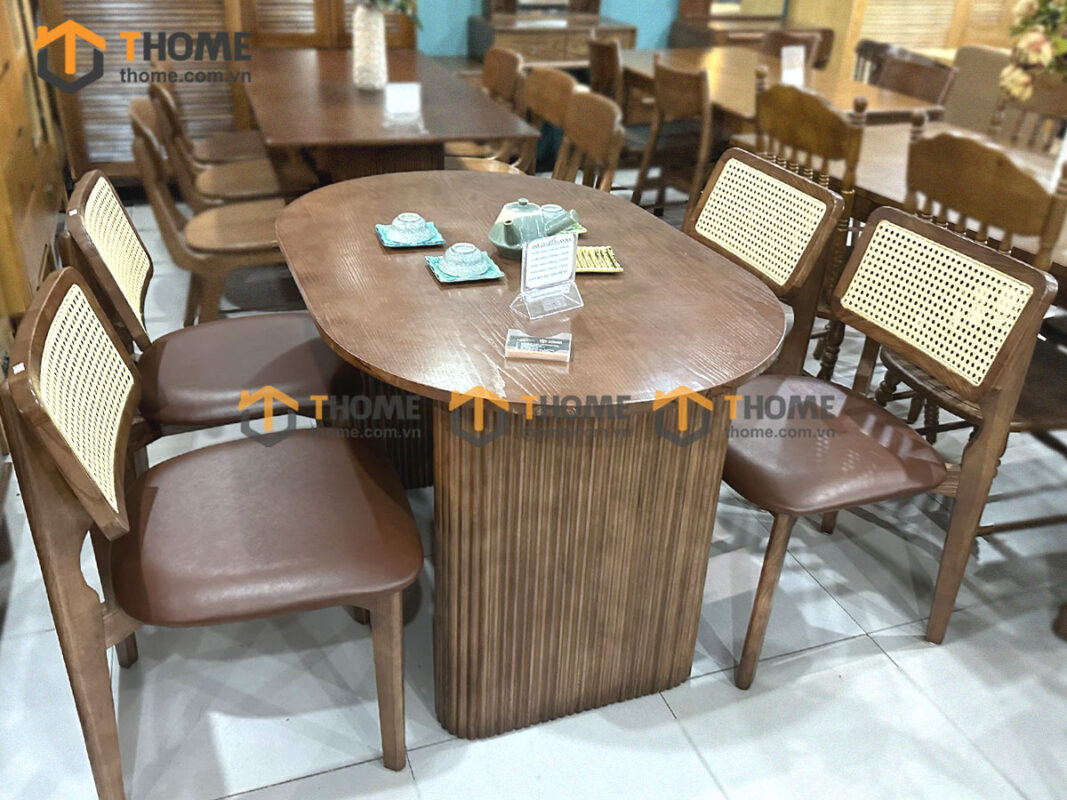 Ghế Ăn Gỗ Sồi Tự Nhiên Lưng Vuông Mây GHEMM-20SN