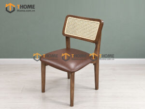 Ghế Ăn Gỗ Sồi Tự Nhiên Lưng Vuông Mây GHEMM-20SN