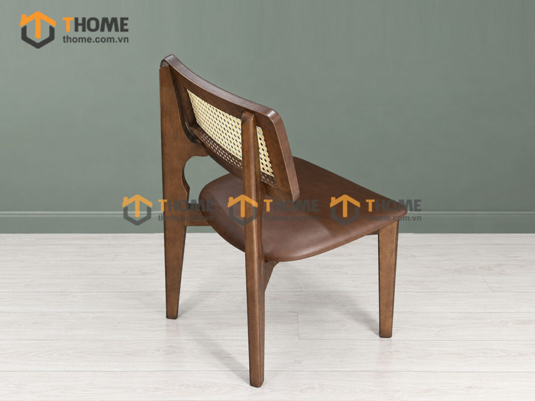 Ghế Ăn Gỗ Sồi Tự Nhiên Lưng Vuông Mây GHEMM-20SN