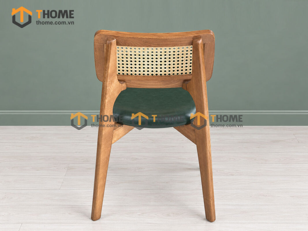 Ghế Ăn Gỗ Sồi Tự Nhiên Lưng Vuông Mây GHEMM-20SN