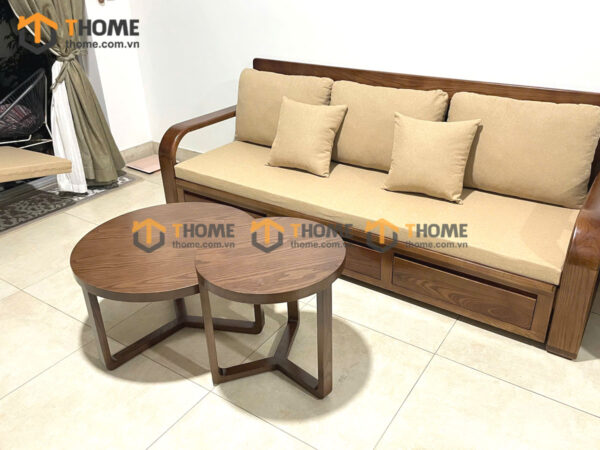 Bàn Sofa Gỗ Sồi Tự Nhiên Mẹ Bồng Con Chân Y BSFMG-35SN