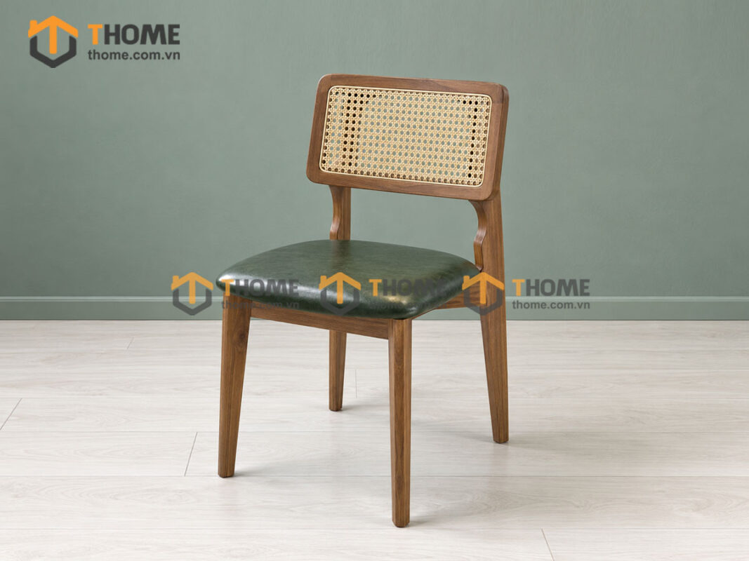 Ghế Ăn Gỗ Sồi Tự Nhiên Lưng Vuông Mây GHEMM-20SN