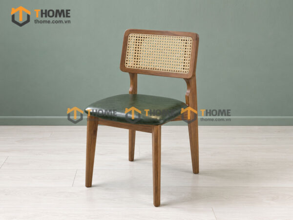 Ghế Ăn Gỗ Sồi Tự Nhiên Lưng Vuông Mây GHEMM-20SN