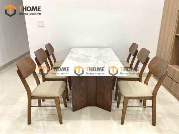 Bàn Ăn Gỗ Sồi Tự Nhiên Chân Bướm BAMG-43SN
