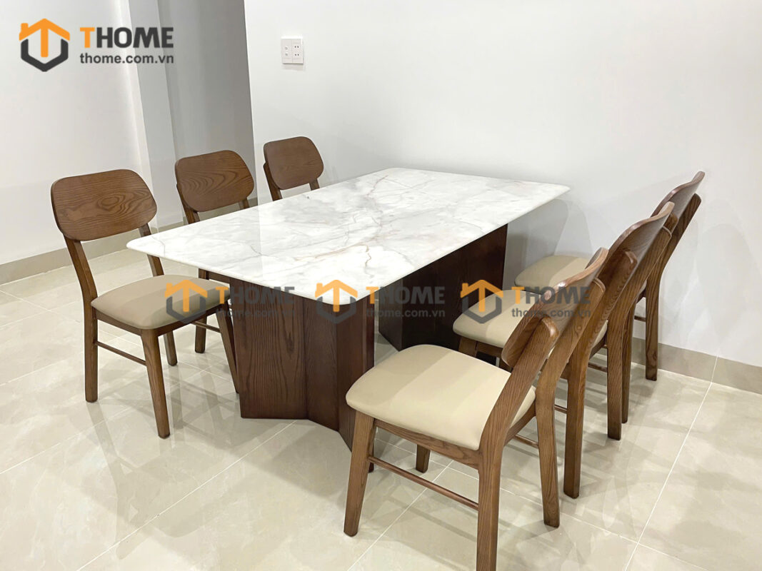 Bàn Ăn Gỗ Sồi Tự Nhiên Chân Bướm BAMG-43SN