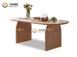 Bàn Ăn Gỗ Sồi Tự Nhiên 2 Chân Nửa Oval BAMG-45SN