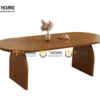 Bàn Ăn Gỗ Sồi Tự Nhiên 2 Chân Nửa Oval BAMG-45SN