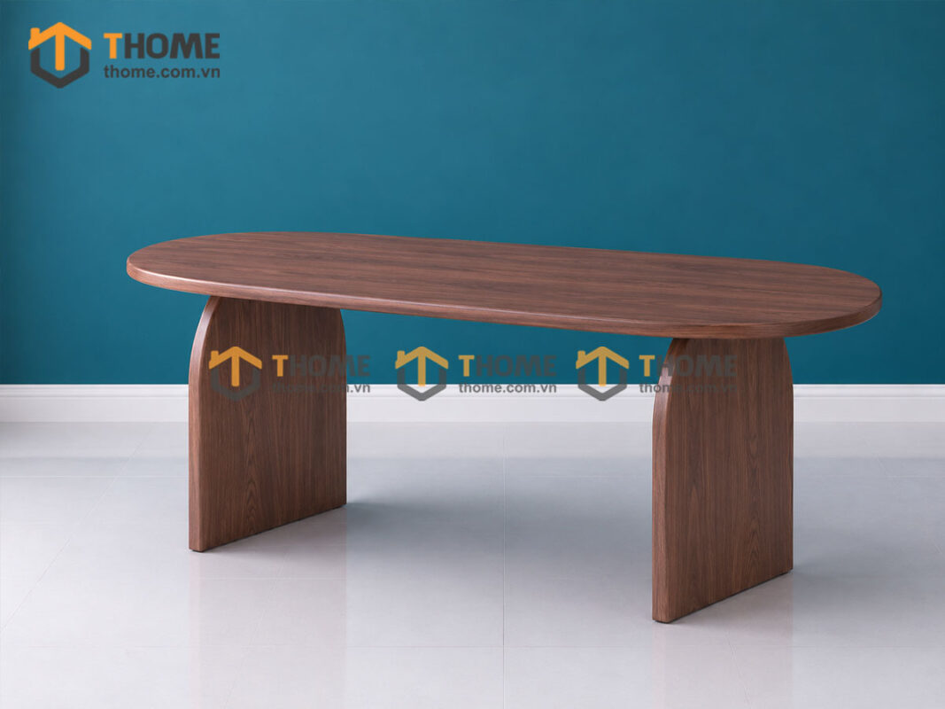 Bàn Ăn Gỗ Sồi Tự Nhiên 2 Chân Nửa Oval BAMG-45SN