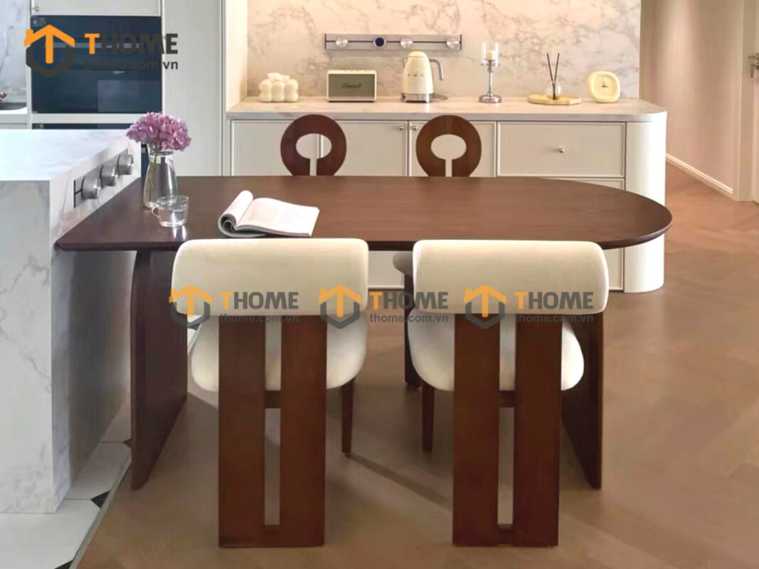 Bộ Bàn Ăn (Nhiều Mẫu Ghế) 2 Chân Nửa Oval BBA6-54SN